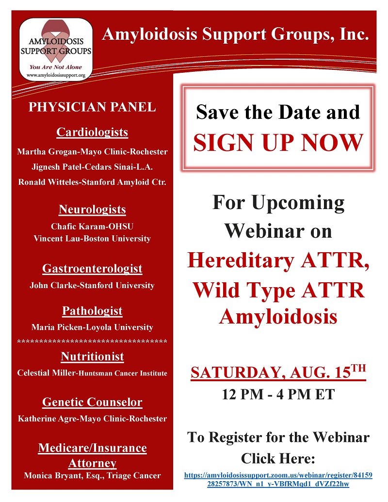 Seminário on-line de grupos de apoio à amiloidose sobre amiloidose HATTR e ATTRwt